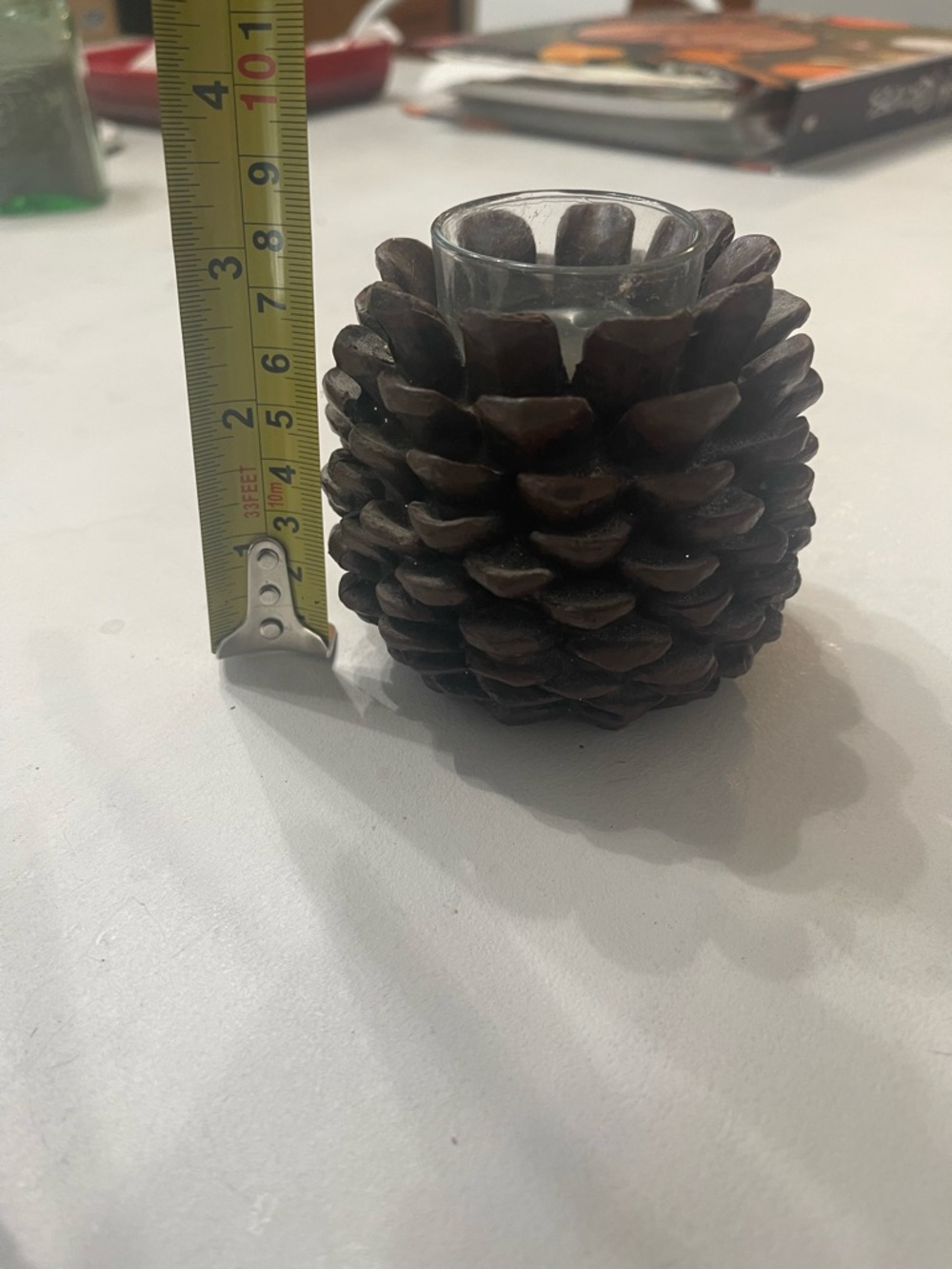 Rustic Brown Pinecone Tealight Candle Holders - Set of 2 - Picture 3 of 5